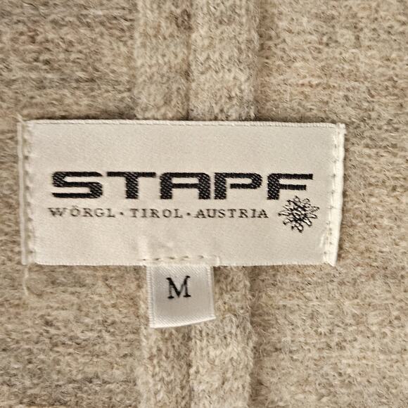 Stapf Austria Gray Beige Wool Open Long Cardigan Sweater Duster Medium - Picture 5 of 7